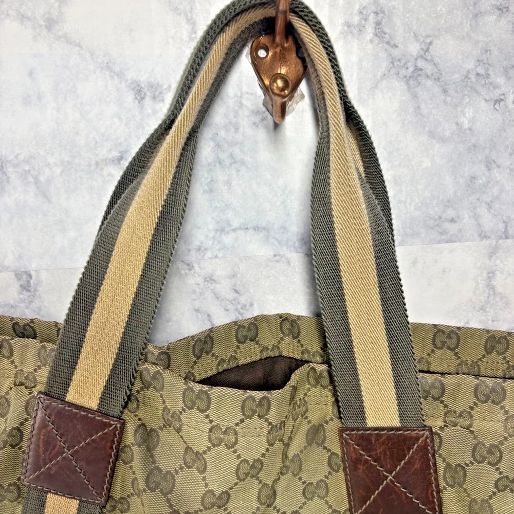 Rare Green Gucci Tote Bag Large GG Canvas Baby School Teacher Sports Travel City